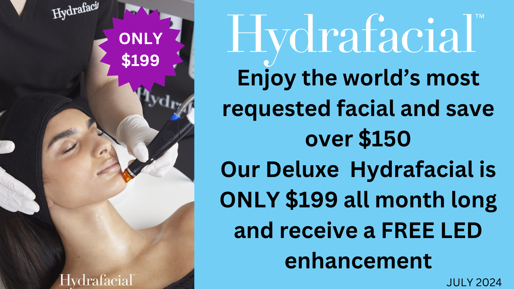 This is a SPOOKY special for October! Receive $75 off the Hydrafacial Platinum treatment (3)